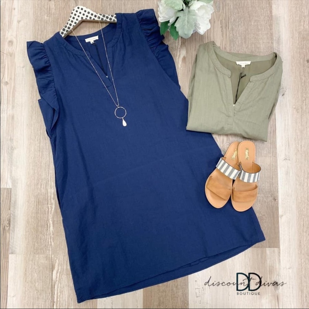 Cotton Bleu Size Small Linen Dress